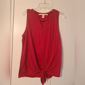 Red Tie-Front Tank Top